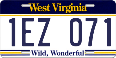WV license plate 1EZ071