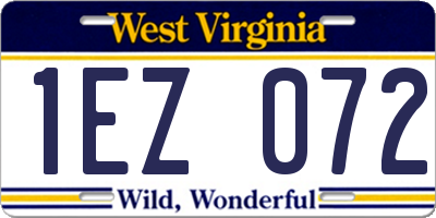 WV license plate 1EZ072