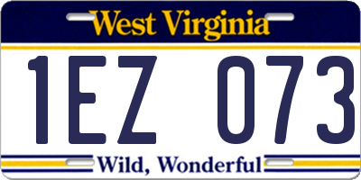 WV license plate 1EZ073