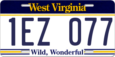 WV license plate 1EZ077