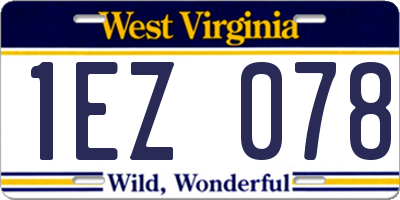 WV license plate 1EZ078