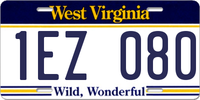 WV license plate 1EZ080