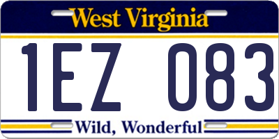 WV license plate 1EZ083