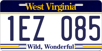 WV license plate 1EZ085