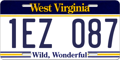 WV license plate 1EZ087
