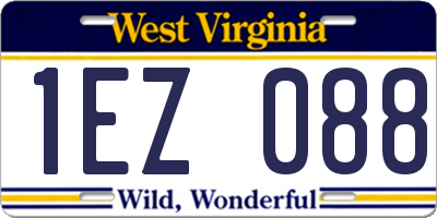 WV license plate 1EZ088