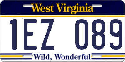 WV license plate 1EZ089