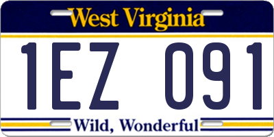 WV license plate 1EZ091