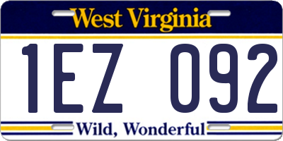 WV license plate 1EZ092