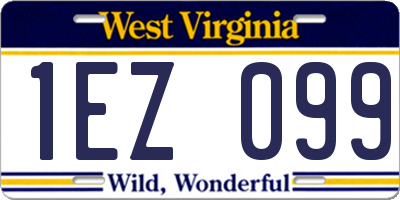WV license plate 1EZ099