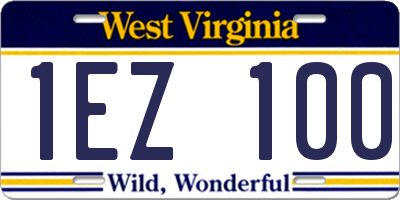 WV license plate 1EZ100
