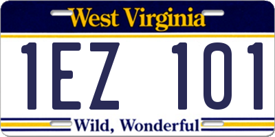 WV license plate 1EZ101