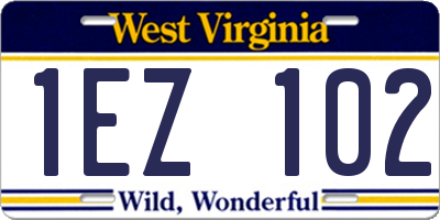 WV license plate 1EZ102