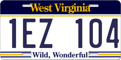 WV license plate 1EZ104