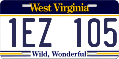 WV license plate 1EZ105