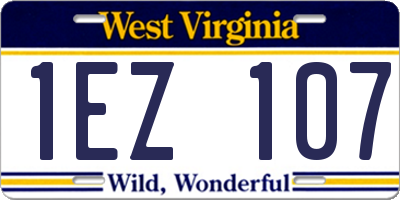 WV license plate 1EZ107