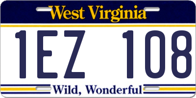 WV license plate 1EZ108