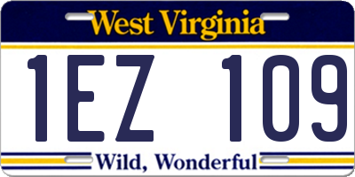 WV license plate 1EZ109