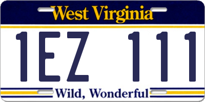 WV license plate 1EZ111