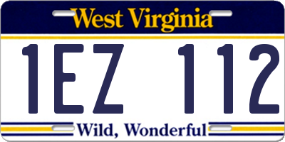 WV license plate 1EZ112