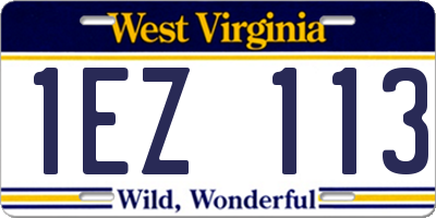 WV license plate 1EZ113
