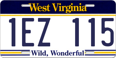 WV license plate 1EZ115