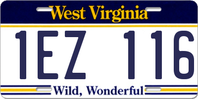 WV license plate 1EZ116