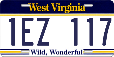 WV license plate 1EZ117
