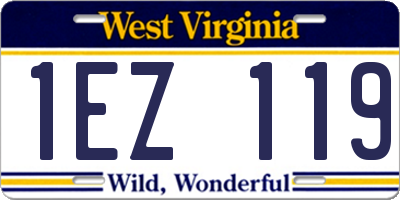 WV license plate 1EZ119