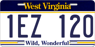 WV license plate 1EZ120