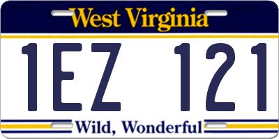 WV license plate 1EZ121