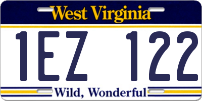 WV license plate 1EZ122