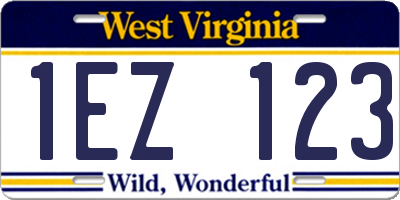 WV license plate 1EZ123
