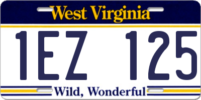 WV license plate 1EZ125