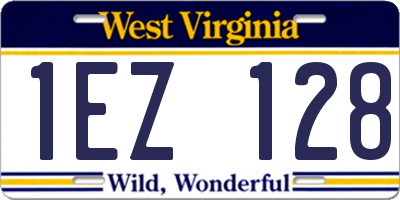 WV license plate 1EZ128