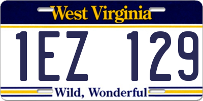 WV license plate 1EZ129