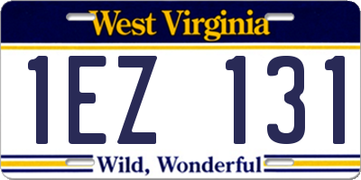 WV license plate 1EZ131