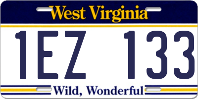 WV license plate 1EZ133