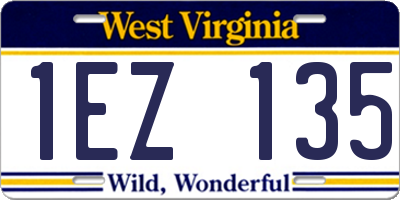 WV license plate 1EZ135