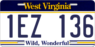 WV license plate 1EZ136