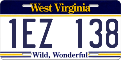 WV license plate 1EZ138