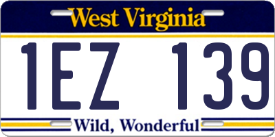 WV license plate 1EZ139