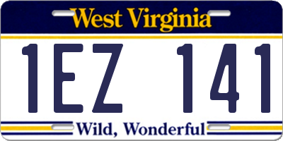 WV license plate 1EZ141