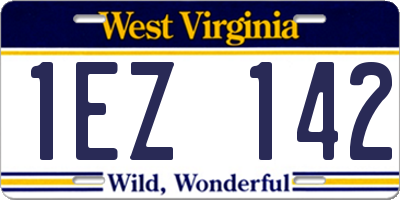 WV license plate 1EZ142