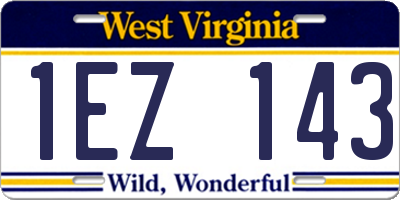 WV license plate 1EZ143