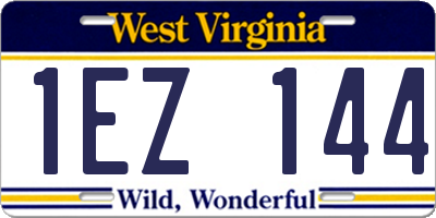 WV license plate 1EZ144