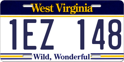 WV license plate 1EZ148