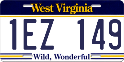 WV license plate 1EZ149