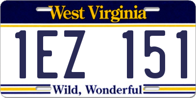 WV license plate 1EZ151