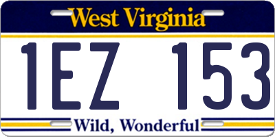 WV license plate 1EZ153